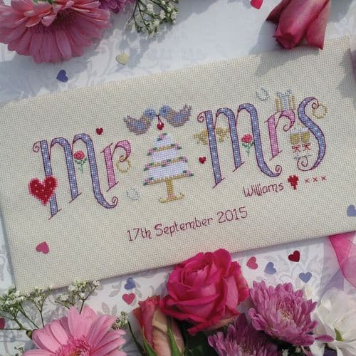 Mr & Mrs printed cross stitch chart by Nia Cross Stitch